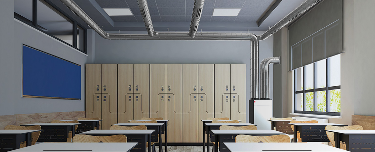 Ventilation de Glen Dimplex dans la classe de l'école Image Corona photo image